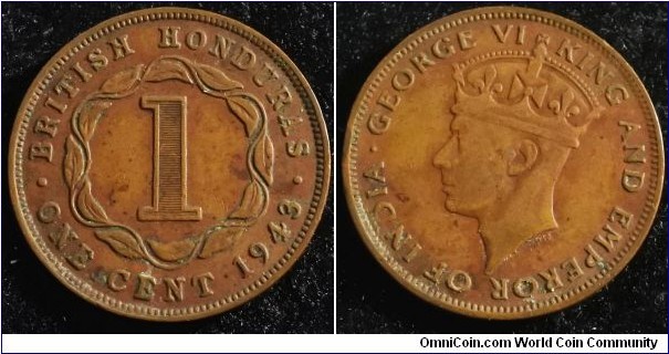 British Honduras 1943 1 cent. Weight: 5.52g