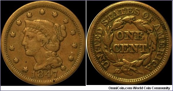 1847 large cent