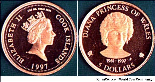 Cook Islands 1997 P 5 Dollars.

Diana Princess of Wales.