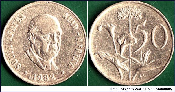 South Africa 1982 50 Cents.

B.J. (John) Vorster.

This coin is very tough to find!