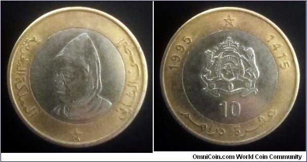 Morocco 10 dirhams. 1995
