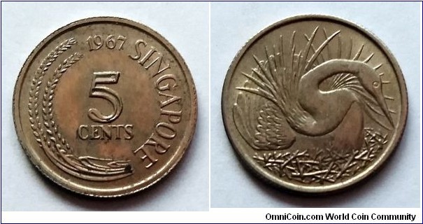 Singapore 5 cents. 1967