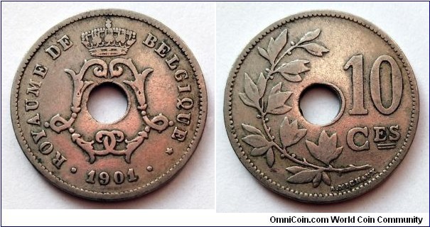 Belgium 10 centimes. 1901, French text.