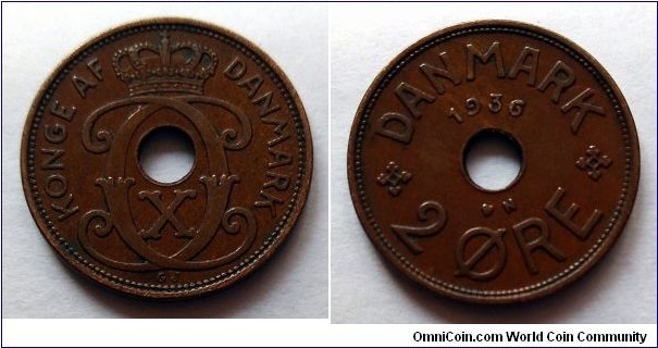 Denmark 2 ore. 1936 N;GJ