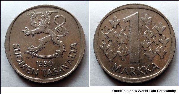 Finland 1 markka. 1990 M