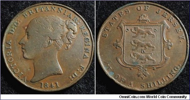 Jersey 1841 1/13 shilling. Weight: 17.52g