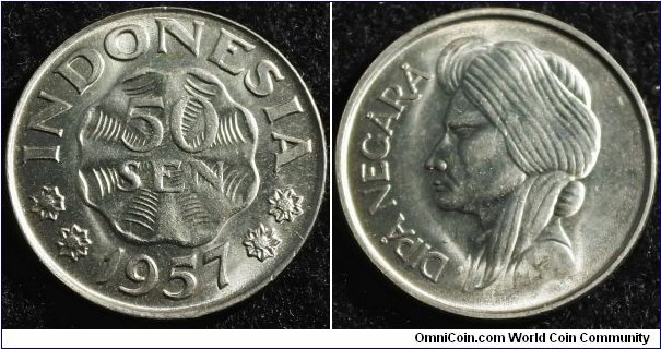 Indonesia 1957 50 sen. Weight: 3.31g