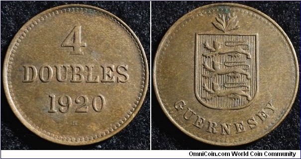 Guernsey 1920 4 double. Weight: 4.88g