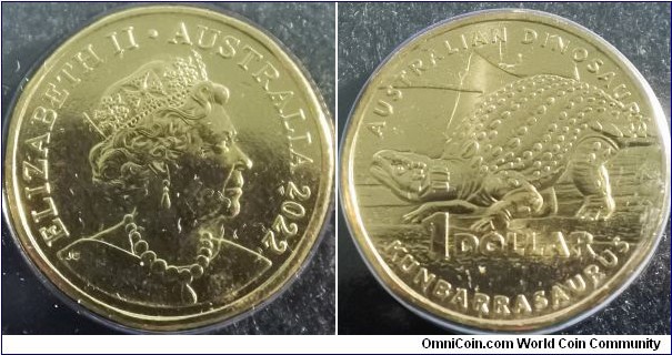Australia 2022 dinosaur 1 dollar - Kunbarrasaurus. 