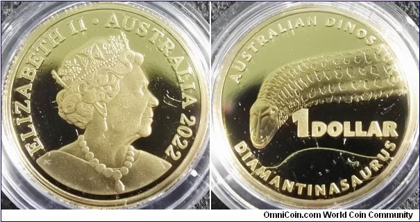 Australia 2022 dinosaur 1 dollar - Diamantinasaurus. 