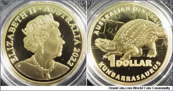 Australia 2022 dinosaur 1 dollar - Kunbarrasaurus. 