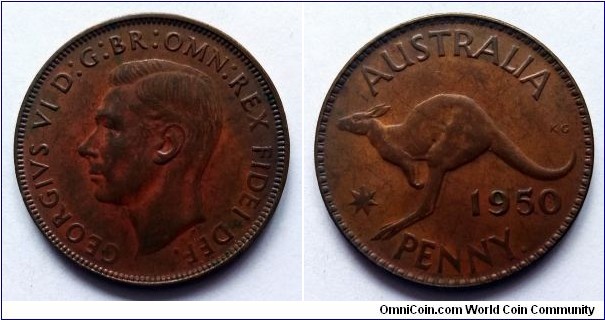 Australia 1 penny. 1950, Perth Mint.