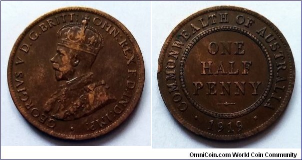 Australia half penny. 1919, Sydney Mint.