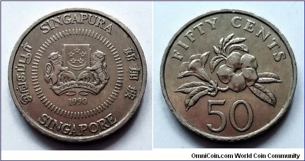 Singapore 50 cents. 1990