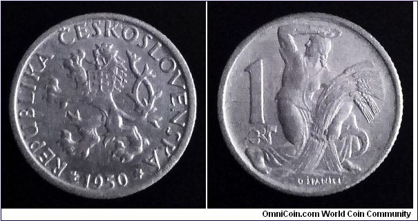 Czechoslovakia 1 koruna. 1950, Al.