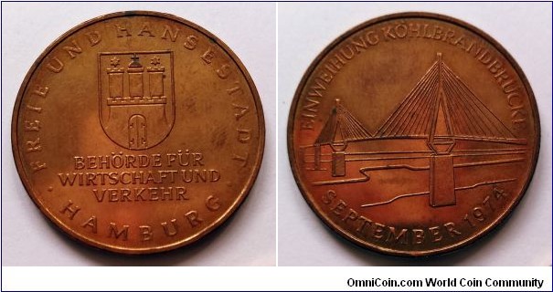 Opened of Köhlbrand Bridge - West Germany Medal.