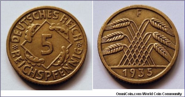 Germany (Third Reich) 5 reichspfennig. 1935 F