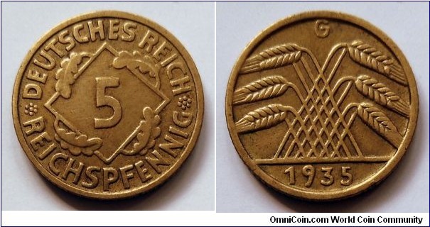 Germany (Third Reich) 5 reichspfennig. 1935 G