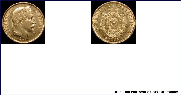 1866 gold 20 Francs Napoleon III