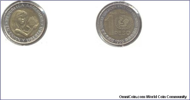 Bimetallic 1 Peso - Unicef commemorative