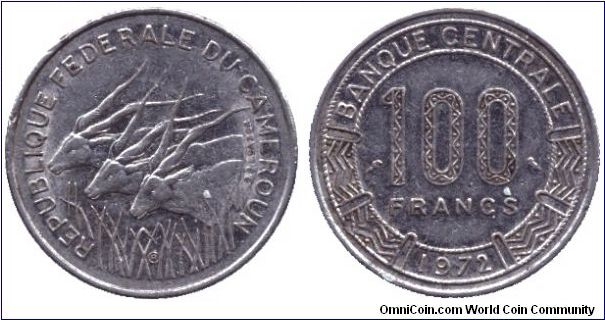 Cameroon, 100 francs, 1972, Ni, Antilops.                                                                                                                                                                                                                                                                                                                                                                                                                                                                           