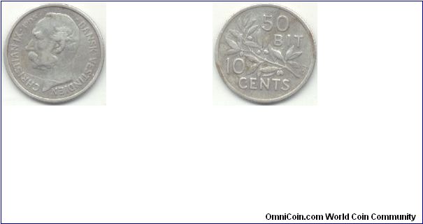 Danish West Indies 10 cents (50 bit)