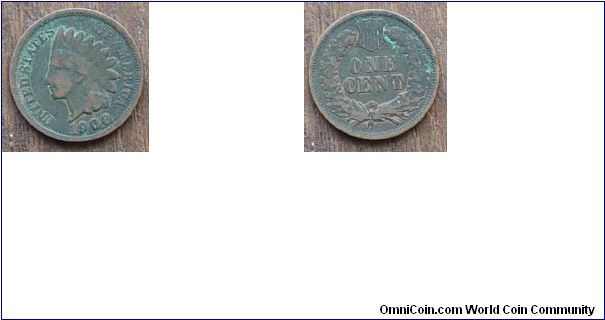 1900 Indian Head Penny Verdigris. Unlike PVC Dammage which rapidly eats into the coin this form of Corrosion can be halted and removed with only minmal impact.
