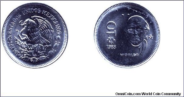 Mexico, 10 pesos, 1985, Steel, Miguel Hidalgo                                                                                                                                                                                                                                                                                                                                                                                                                                                                       