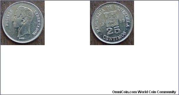 1989 25 Centimos Coin from Venezuela for sale or Trade