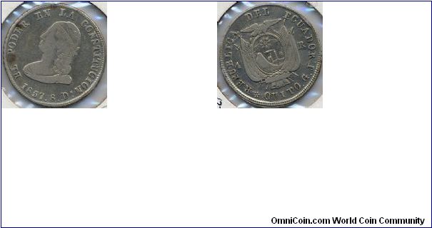 Ecuador 1857 4 Reales - Quito mint - Silver