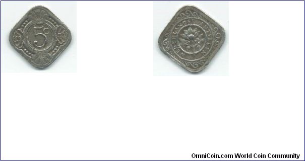 Netherlands,5c square coin
