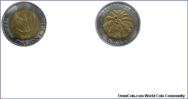 Indonesia bi-metallic coin, the first and only.
