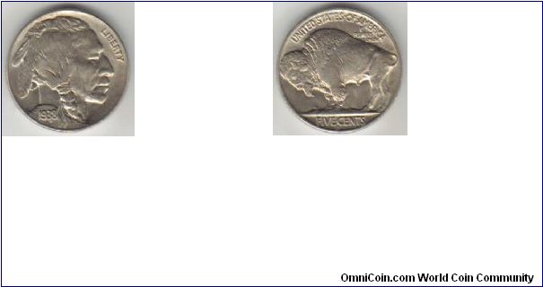 1938-D Buffalo/Indian Nickel.