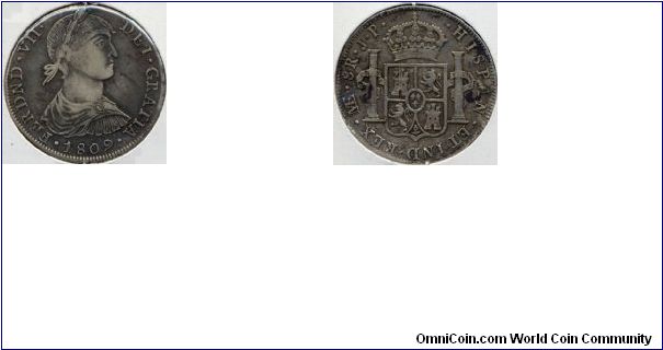 Peru - 1809JP - 8 Reales, struck at LIMA for the Spanish colonies - Imaginary bust of Fernando VII - Type 