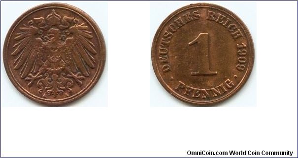 Germany, 1 pfennig 1909.
