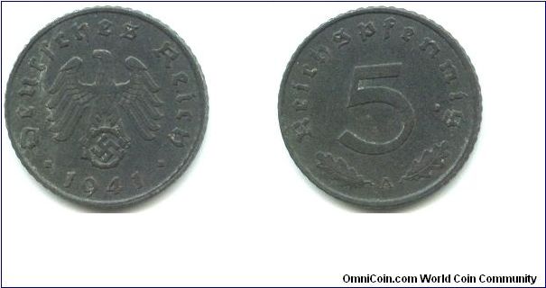Germany, 5 reichspfennig 1941.