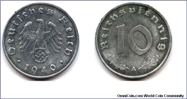 Germany, 10 reichspfennig 1940.