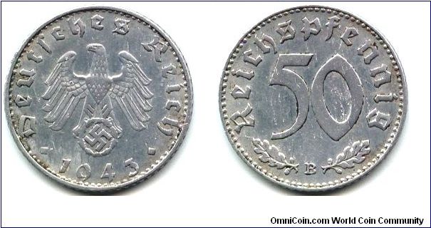 Germany, 50 reichspfennig 1943.