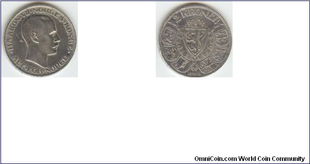 1915 Norway 2 Kroner (Silver)