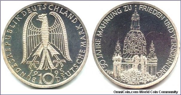 Germany, 10 mark 1995. 
50th Anniversary - of Peace and Reconciliation.