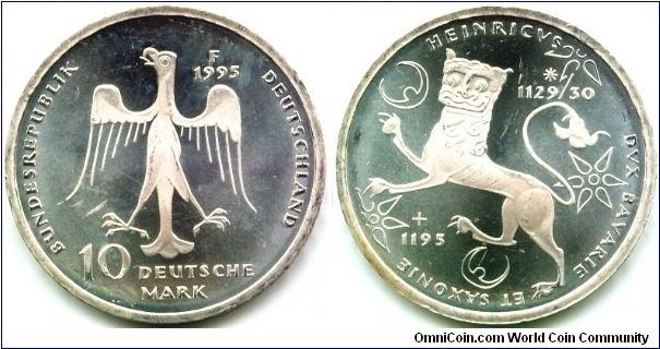Germany, 10 mark 1995. 
800th Anniversary - Death of Henry the Lion.
