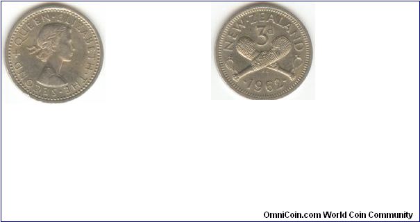 1962 New Zealand Three Pence