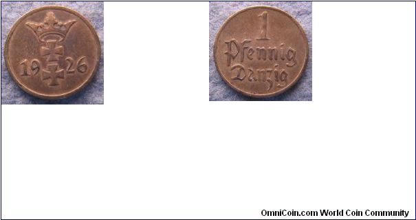 Danzig, 1 pfennig, 1926