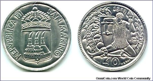 San Marino, 10 lire 1973.