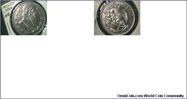 Mexico 1958 1peso AU silver