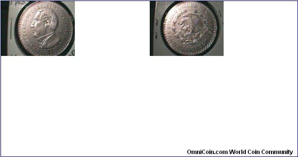Mexico 1957 1peso Juarez silver unc