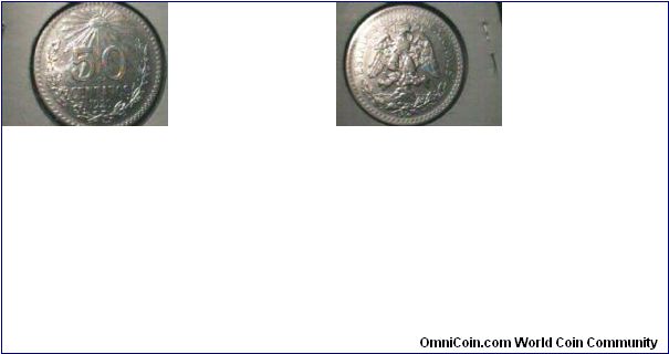 Mexico 1920 50centavo silver unc