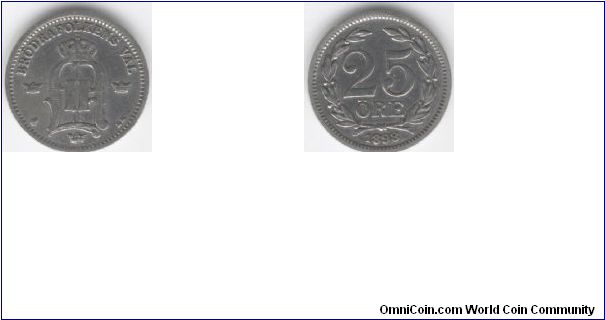 1898 Sweden 25 Ore (Silver)