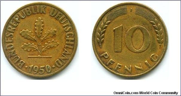 Germany, 10 pfennig 1950.