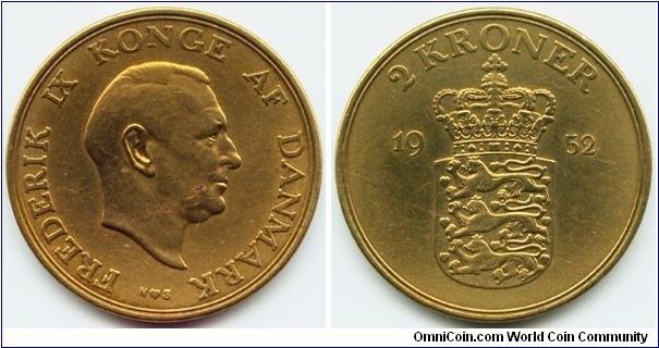 Denmark, 2 kroner 1952. 
King Frederik IX.